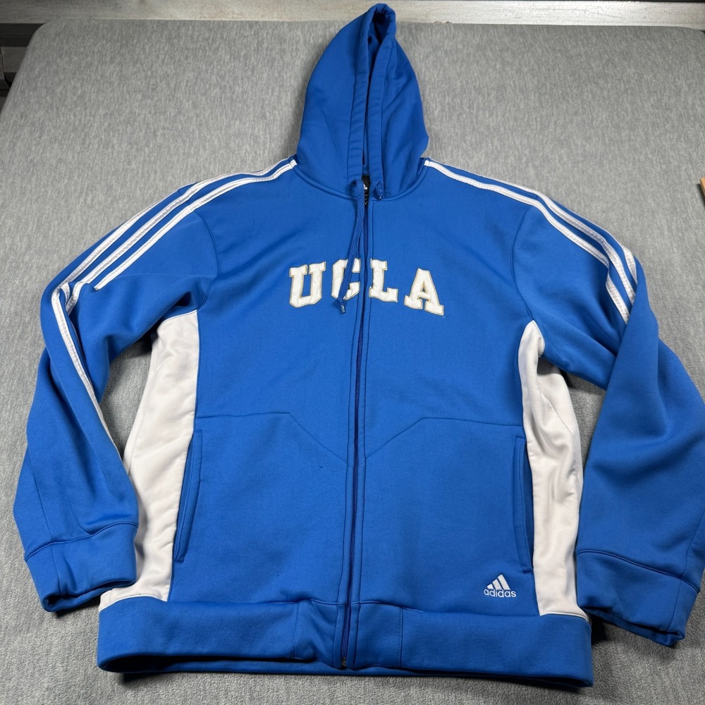 Adidas Hoodie Mens XL Blue UCLA Bruins Full Zip Fleece Track Jacket Sweatshir